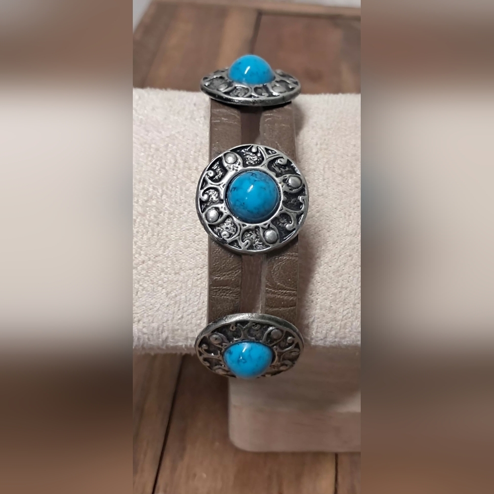 Leather & Turquoise Cuff Bracelet